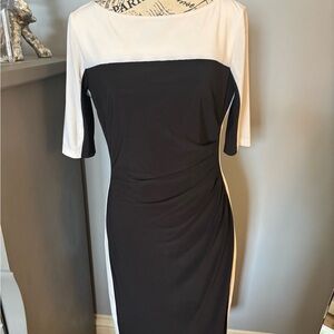 Chaps Black and White 3/4 Sleeve Dress